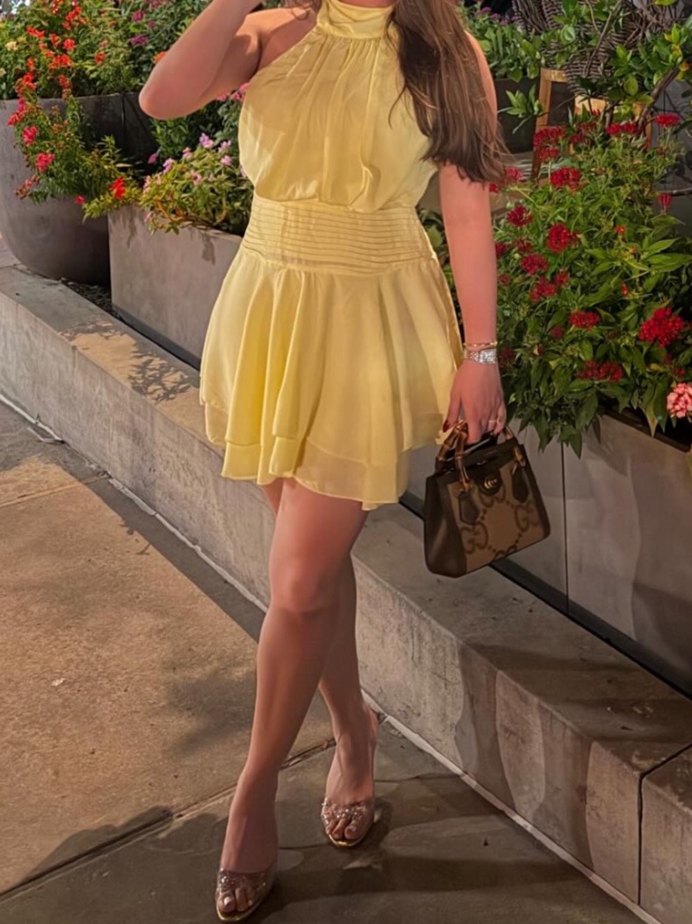 Peppermayo Pale Yellow Halter Neck Mini Dress